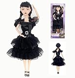 11.5'' Addams Dolls, Addams Doll Gifts with Box, Black Dolls Stand for Girls Halloween Dolls for Girls Kids Fans