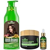 Herbishh After Color Shampoo Combo Contains Hair Color Shampoo Hair Dye 500ml Argan Oil 30ml Pro Keratin And Argan Hair Mask 150 ml For Hair Shine And Protection For Men And Women (Dark Brown)