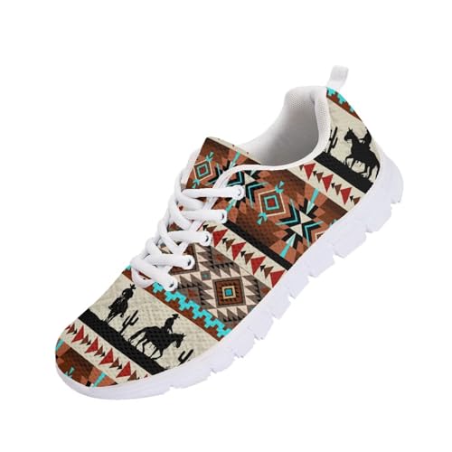 Fuojuvelie Horse Sneakers for Women Walking Shoes Size 8 Western Women Running Shoes Fashion Tennis Athletic Shoes Lace Up Adults Sport Training Shoes