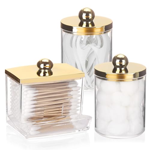 Tbestmax 10oz Cotton Ball Holder 7oz Qtips Dispenser, Bathroom Container Organizer for Storage...