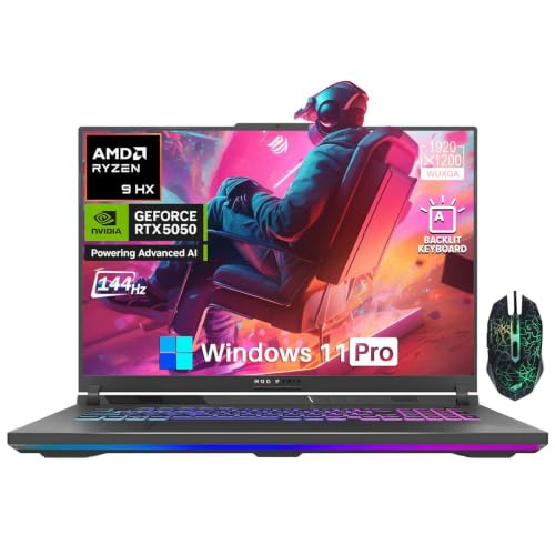 Image of ASUS ROG Strix G18 Gaming Laptop, 18 inch FHD+ 16:10 IPS ROG Nebula 144Hz, AMD Ryzen 9 8940HX, NVIDIA GeForce RTX 5050, 64GB DDR5 1TB M.2 PCIe SSD, WiFi 6E, RGB Backlit KB,Windows 11 Pro w /Designed Mouse