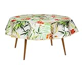 Nappe en toile cirée avec bords renforcés, imperméable, facile à nettoyer et résistante aux intempéries, certifiée Reach, 140 cm, ronde, jardin exotique