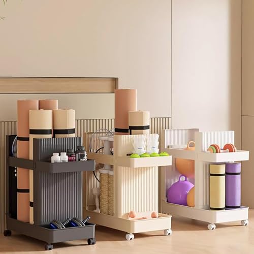 Soporte para equipos de ejercicio compacto con almacenamiento de 2 niveles 4
