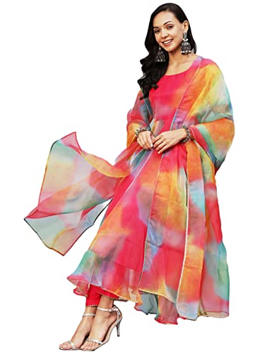 Kurta Anarkali floral en organza pour vos mariages et fêtes d'été