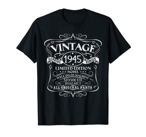 Vintage 1945 75 cumpleaños todas las piezas originales veneno Camiseta