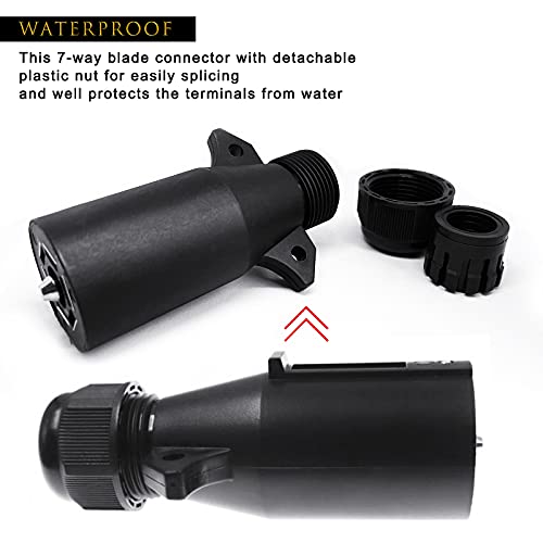 Apexedc 7 Pin Trailer Side Replacement Plug Adapter Waterproof 7 Way Round Rv-Style Trailer Connector #TOP1