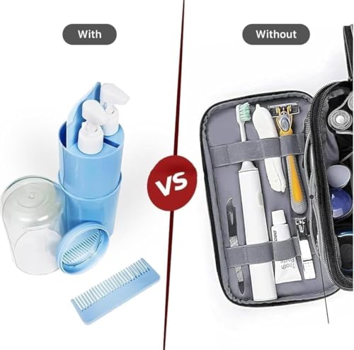 Image of Portable Transparent Toothbrush Travel Case - Anti-Bacterial Toothbrush Cover, Portable Holder for Home & Travel (1, Blue Travel Kit)