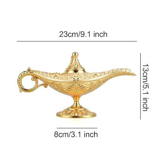LAUYOO Vintage Aladdin Magic Genie Lamp Costume Accessory Gift for Women Classic Arabian Props Aladdin Pot Decor (Gold) by LAUYOO - Image 2