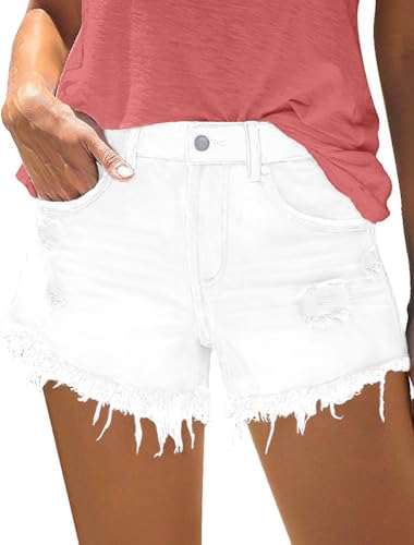 Image of KISSMODA Womens High Waisted Denim Shorts Distressed Ripped Summer Hot Jean Pants