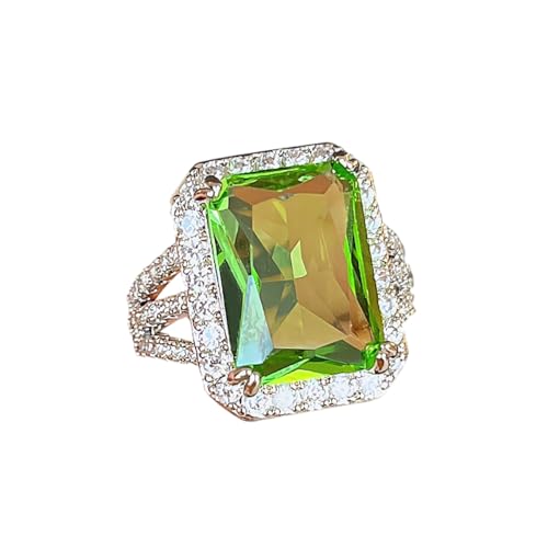 925 Colored diamond ring Square ring fashion Ladies ring Cubic Zircon oxide ring Wedding ringEngagement ring for womenNatural rubysapphireEmerald ringCZ EternalEngagement ring (Green diamond, US Code 6)