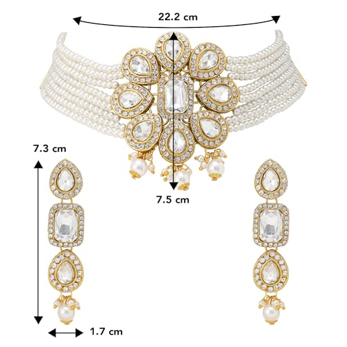 Image of Peora Traditional Ethnic Kundan Pearl Traditional Jewellery Set Gift for Women
