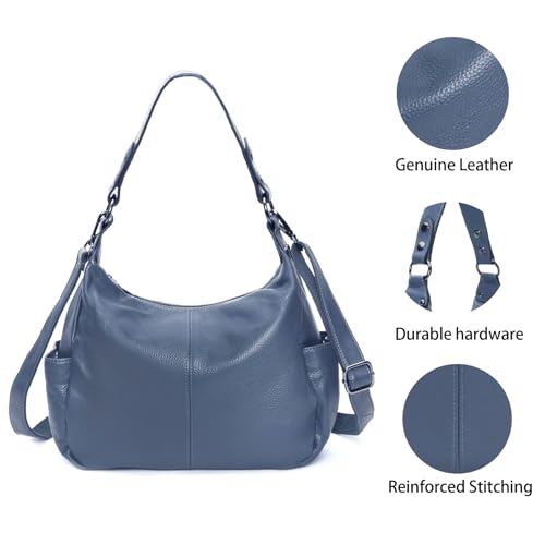 Image of Hobo Bag for Women Genuine Leather Purses Work Casual Shouldler Bag with Two Adjustable Straps