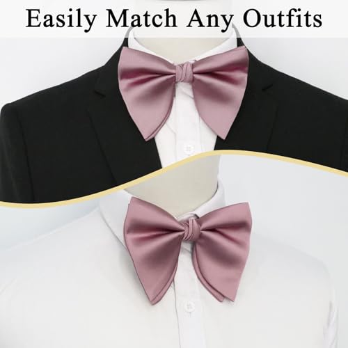Image of Luckyvestir Oversized Bow Ties for Men, Pre Tied Clip on Men's Black Bowtie for Wedding Tuxedo Banquets Formal Wear