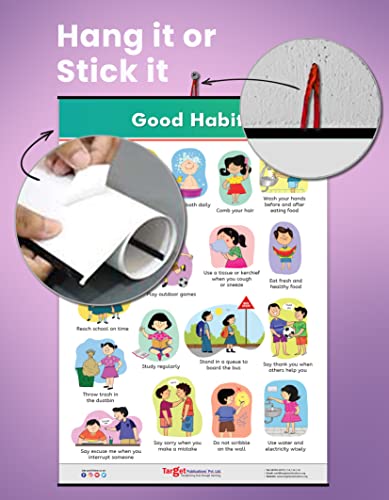 Good Habits Chart for Kids | Day to Day Good Manners Learning Chart Pictures for Children | Educational Wall Chart for Children ( 72 X 50 cm )