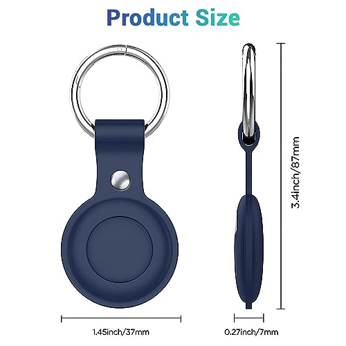 Image of LIRAMARK Airtag Case for Apple Airtags Silicone Case Protective Cover for Airtag Case Locator Tracker Anti-Lost Device Keychain Protection Sleeve (Blue)