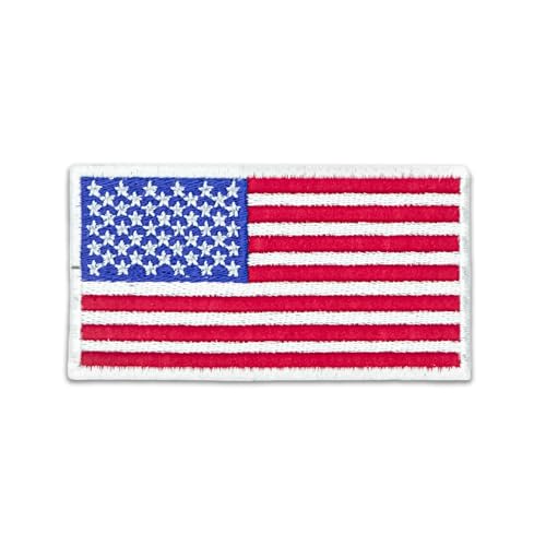 DigitEMB American Flag Embroidered Patch Iron-On & Sew-On for Hats Jackets Vests Backpacks & Gear (Red White Blue 1.5X1)