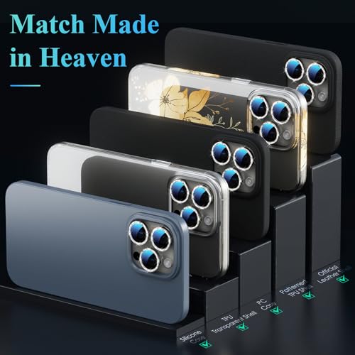 Image of YWXTW Designed for iPhone 16 Pro /iPhone 16 Pro Max Camera Lens Protector Bling, [New Glitter Design] Individual Metal Tempered Glass Camera Cover Accessories Case Friendly (Natural Titanium)
