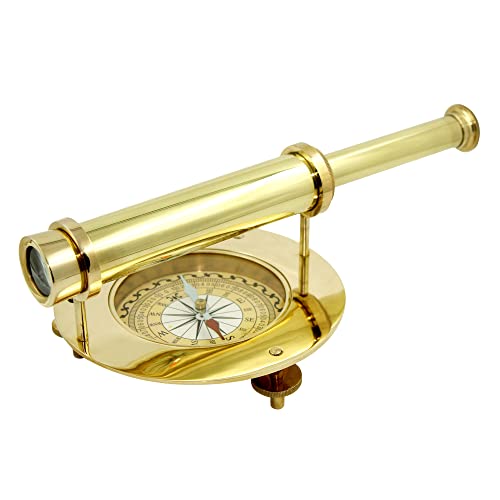 Decorative Brass Alidade, Nautical Alidade Telescope Compass Surveying Theodolite Marine Home/Office Table Decor