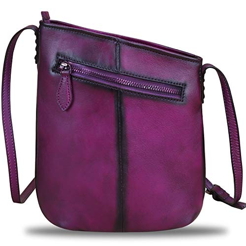 Genuine Leather Crossbody Bags For Women Retro Satchel Purse Handmade Small Designer Cute Shoulder Bag (Purple) #TOP2