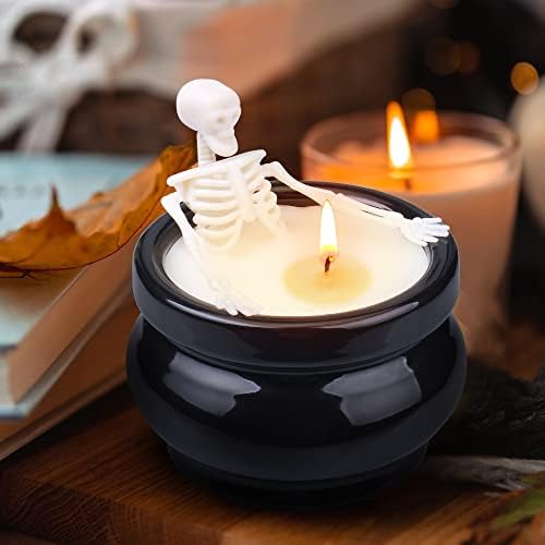 Halloween Decorations Indoor Home Decor, Gothic Vintage Skeleton Candles for Farmhouse Room Table Fall, Funny Apartment Office Decorative White Elephant Presents, Gag Birthday Gifts for Women Mens