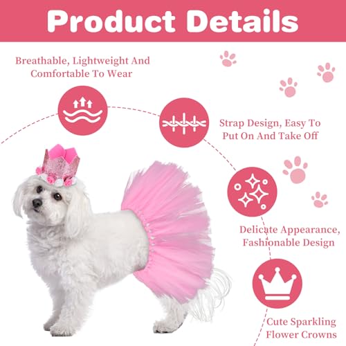 Halloween Hundekostüm Hunde Tütü Haustier Geburtstag Outfits Princessin Katze Kostüm und Mütze Tüll Rock für Kleine Haustiere Geburtstags Haustiere