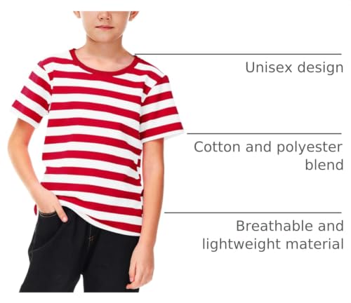 Image of Deerose Kids Striped Shirts Short Sleeve Boy Girls July 4th Patriotic Tee Top 3-14 Years