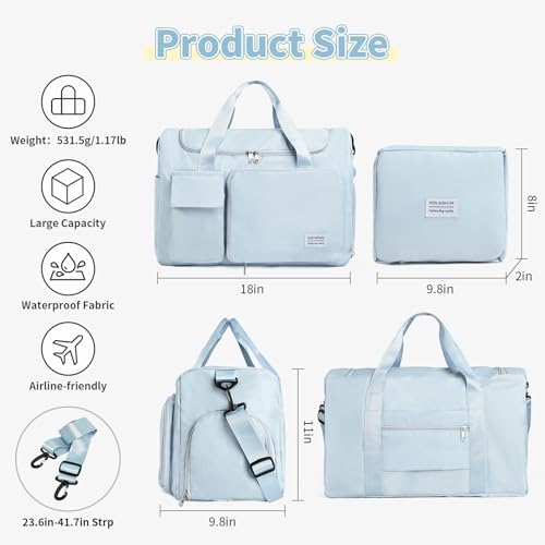 IwIeIaIrI Gym Bags for Women with Shoes Compartment Waterproof Tote Bag,Gym Bag for Weights Water Bottle,Travel Yoga Camping(Blue)2