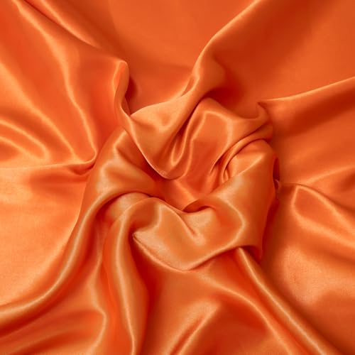 Satin Fabric by The Yard 60 Inch Wide Soft Charmeuse Silk Satin Fabrics for Sewing Wedding Dress DIY Craftings Costumes Draping Table Runner Cloth Napkins (Orange 1yard)
