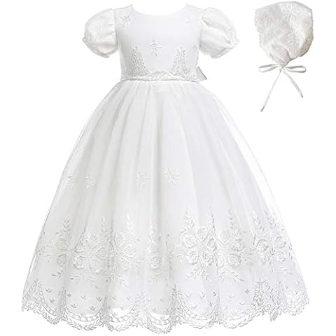Meiqiduo Baby Girl Christening Dress Baptism Gowns Princess Wedding Party Formal Dresses, Ivory, 12-15 Months Cover