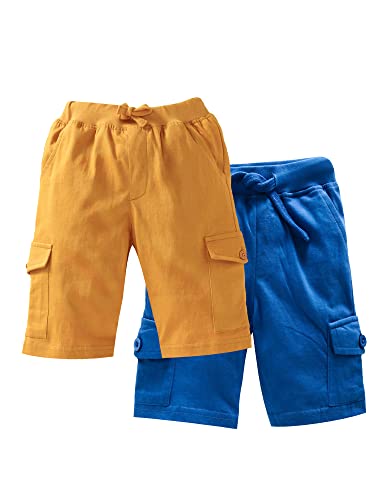 Image of KiddoPanti Boys Knit Solid Cargo Shorts Pack of 2 | 100% Cotton | Comfortable Rib Waistband | 2 Front Pockets & 2 Cargo Pockets | Sport Bermuda Half Pant for Boys