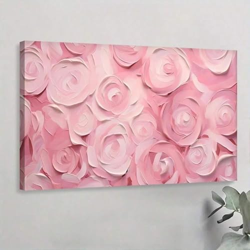 Grande toile murale abstraite rose pour creer un coin bureau inspirant et cosy