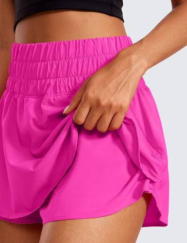 Image of CRZ YOGA Ruffle Skirt Overlay Athletic Shorts | High Waisted, Quick Dry, Lightweight, Flowy, A Zip Pocket, for Women