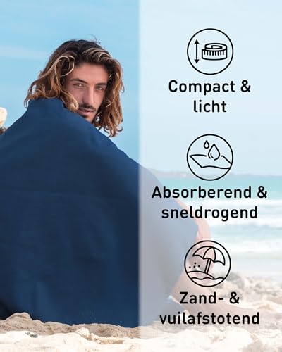 Microvezel handdoeken - compact, ultralicht & sneldrogend - Microvezel handdoek - de perfecte sporthanddoek, strandlaken en reishanddoek (60x120cm - 1 stuk, Marineblauw) - Afbeelding 3