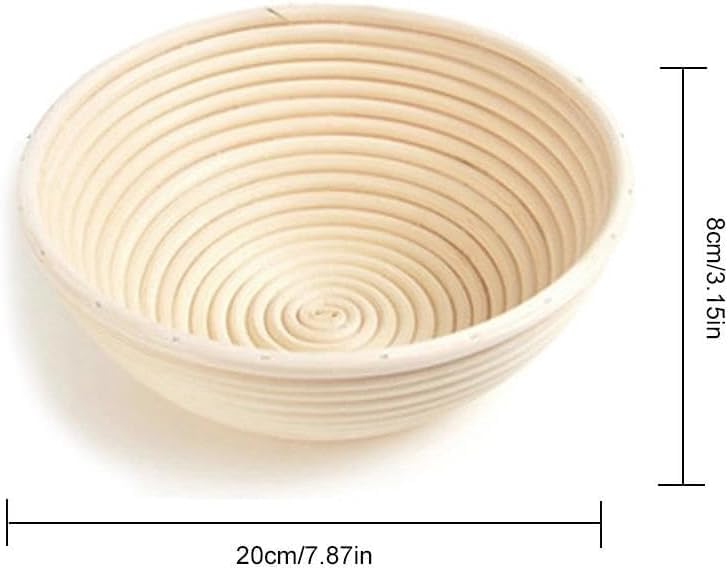 Miniatura 2 de Cesta de prueba Banneton de pan de 7.8 pulgadas con forro de tela, cesta de masa madre de caña para hacer pan, fermentación en casa o panaderos