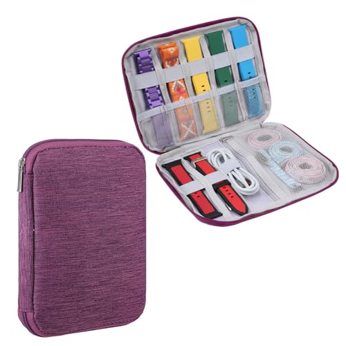 TIESOME Caja de almacenamiento para reloj de pulsera, organizador de correa de reloj, plegable, resistente al agua, organizador de correas de reloj, viajes, bolsa de transporte para bolígrafos, cable