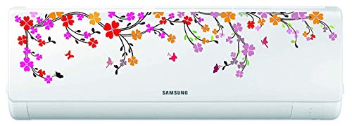 Image of Akki World Multi Flower Bell Wall AC Sticker, Split Ac Stickers Wall Air Conditioner Decorative Sticker