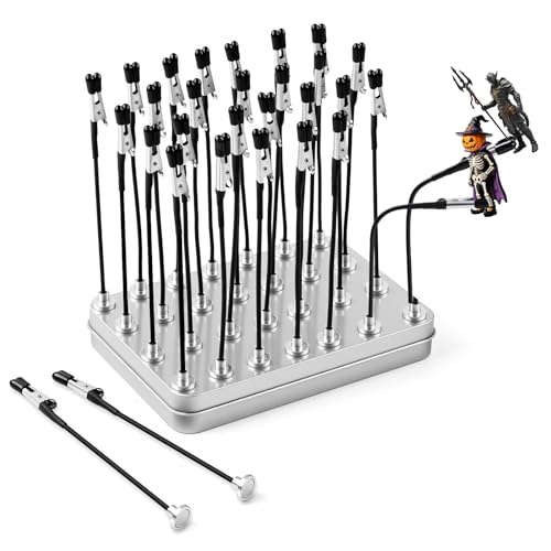 Golden Maple 30PCS Bendable Clip Sticks with Metal Organizer Box, Magnetic Clips for Crafts, Airbrush Holder Stand, Magnetic Helping Hands for Model Painting, Soldering & DIY Crafts by golden maple - Used condition - US$17.63
