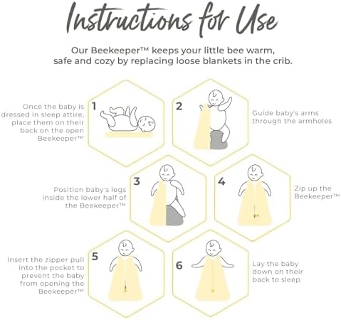 Burt's Bees Baby Unisex Baby Beekeeper Wearable Blanket, 100% Organic Cotton, Swaddle Bag Wearable Blanket (pack of 1)