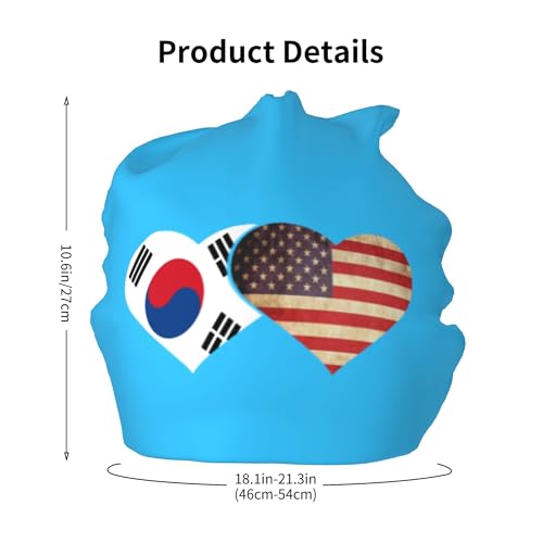 South Korea and American Flag Children Hip Hop Knitted Hat Kids Elastic Leisure Knit Cap Warm Sleep Beanies Black2