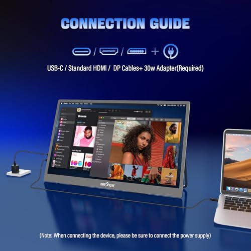 InnoView 18.5 inch 2K 120Hz Portable Monitor Ports and Device Compatibility
