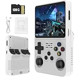 Retro Portable Game Console R36S avec Système Linux Open Source, 21 000 Jeux Classiques, Écran IPS De 3,5 Po, 64 Go/128 Go, Mini Console De Jeu Portable White||128GB