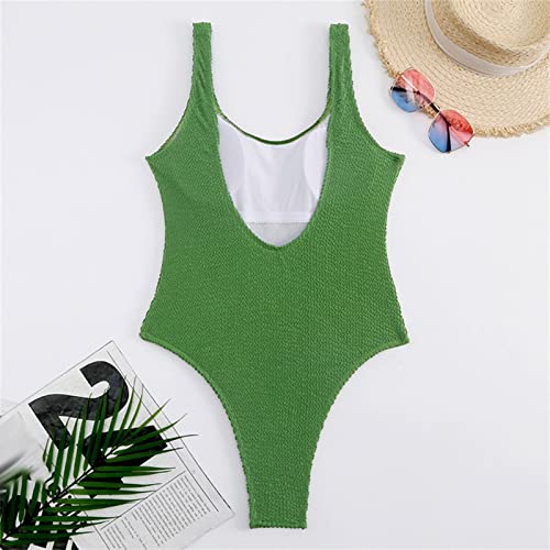 Bas de maillot taille haute et brassière intégrée taille M vert armée