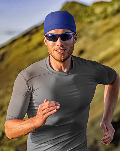 9 Pcs Cooling Skull Cap Camo Liner Sweat Wicking Cap Lightweight Cycling Cap Running Head Cap For Men Women (Bright Color) #TOP4