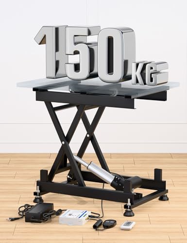DIHOOL Mesa elevadora eléctrica de 150kg mesa elevadora plataforma elevadora laboratorio taller coche altura ajustable 210 580mm elevador AC 100 240V y DC 24 30V