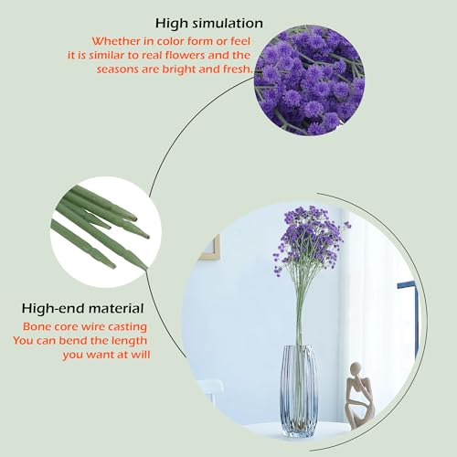Image of HOMEVERSE 05Pcs Baby Breath /Gypsophila Artificial Fake Silk Plants Wedding Party Decoration Real Touch Flowers DIY Home Garden(Purple-05 pcs)