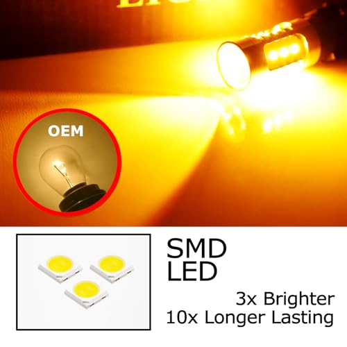 Repuesto LED iJDMTOY 1157 BAY15d Ámbar Super Brillante miniatura 4