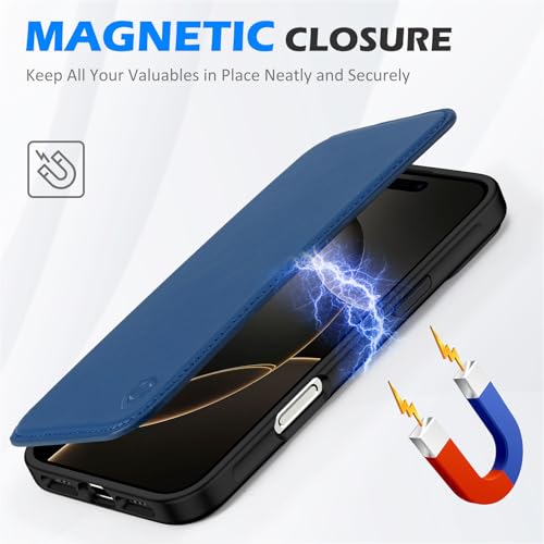 Housse fine iPhone 16 Pro pour voyager léger, étui bleu royal