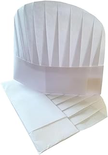 طاقية شيف بيضاء غير منسوجة للاطفال والكبار، قبعات شيف قابلة للتعديل للمطبخ والخبز والطبخ والمنزل والمدرسة والبيتزا ومستلزمات الحفلات، ابيض، مقاس واحد، للاطفال من الجنسين من قطعتين
