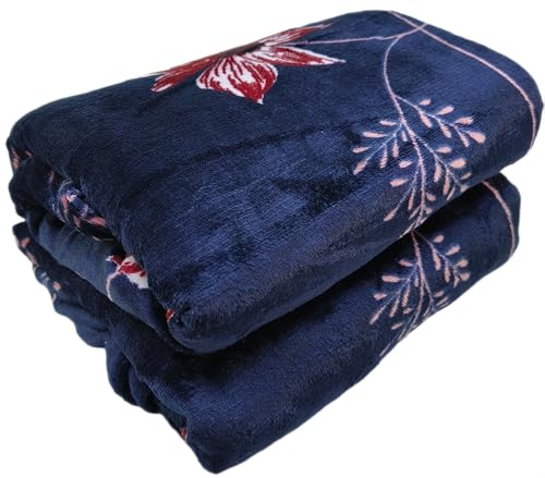 Image of Winter Woolen Premium Flannel Velvet Warm Duvet Cover Quilt Cover | Rajai Cover | Blanket Cover | Comforter Cover Single Size 60x100 inches Woollen (Black Red Flora, Single Bed)