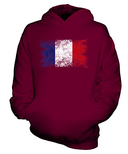 Sweat-shirt à capuche enfant drapeau France délavé fille garçon
